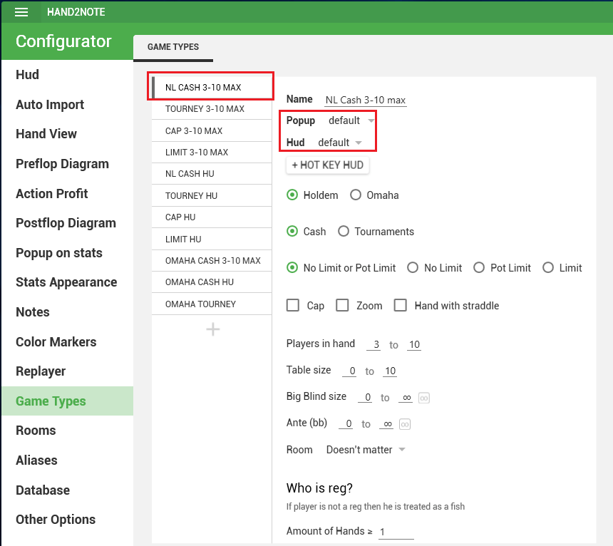 Set HUD profile in game types settings