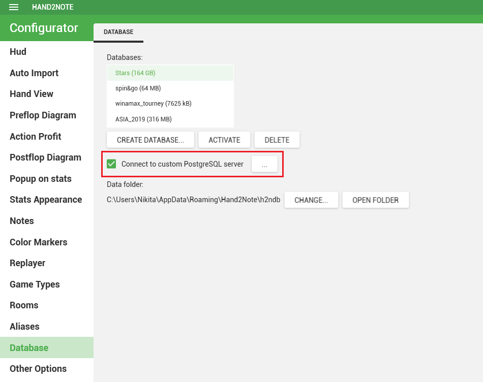 Using PostgreSQL server