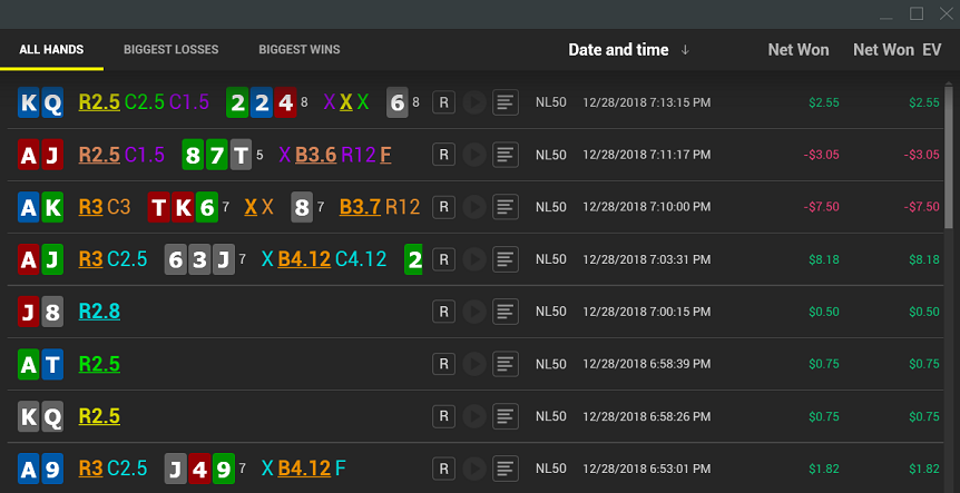 Reports hands list